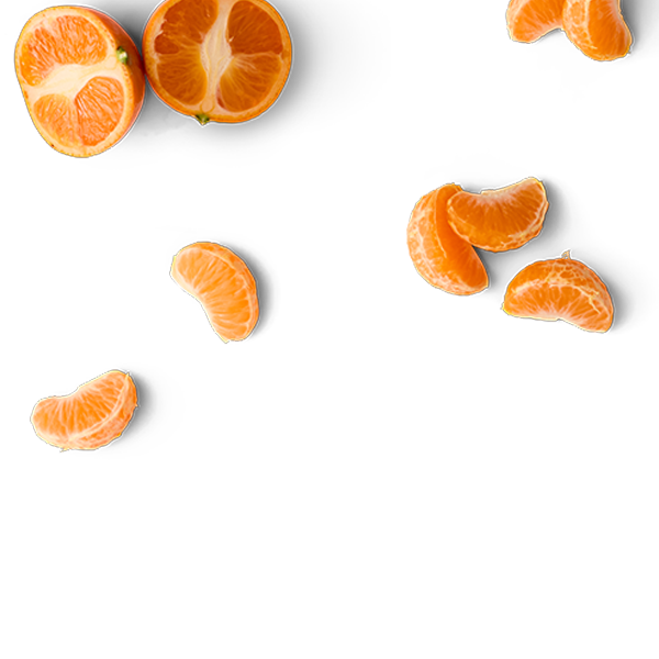 Two peeled tangerines and several tangerine segments on a dark surface.