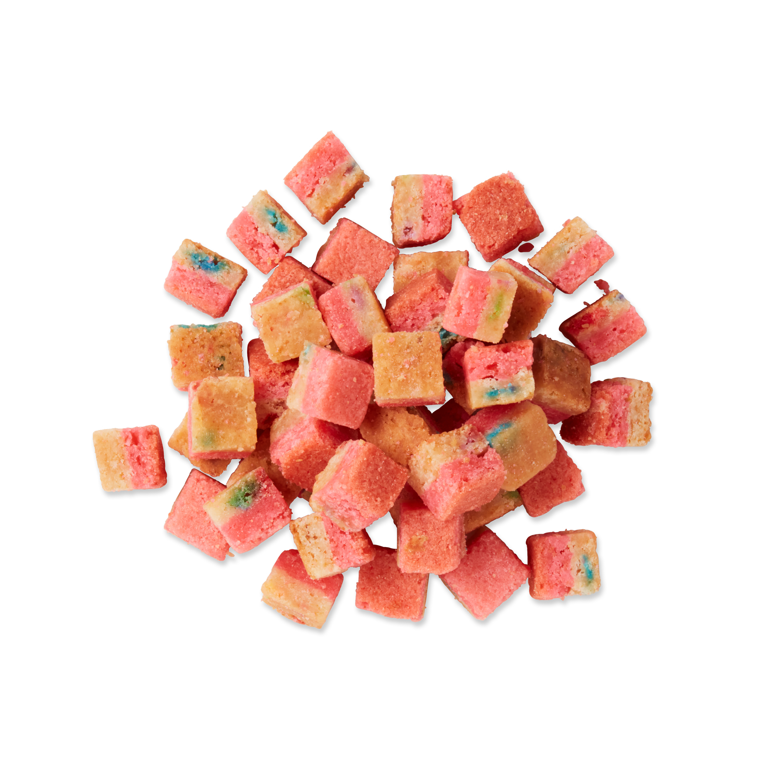 Group of colorful Layered Confetti Cake bites