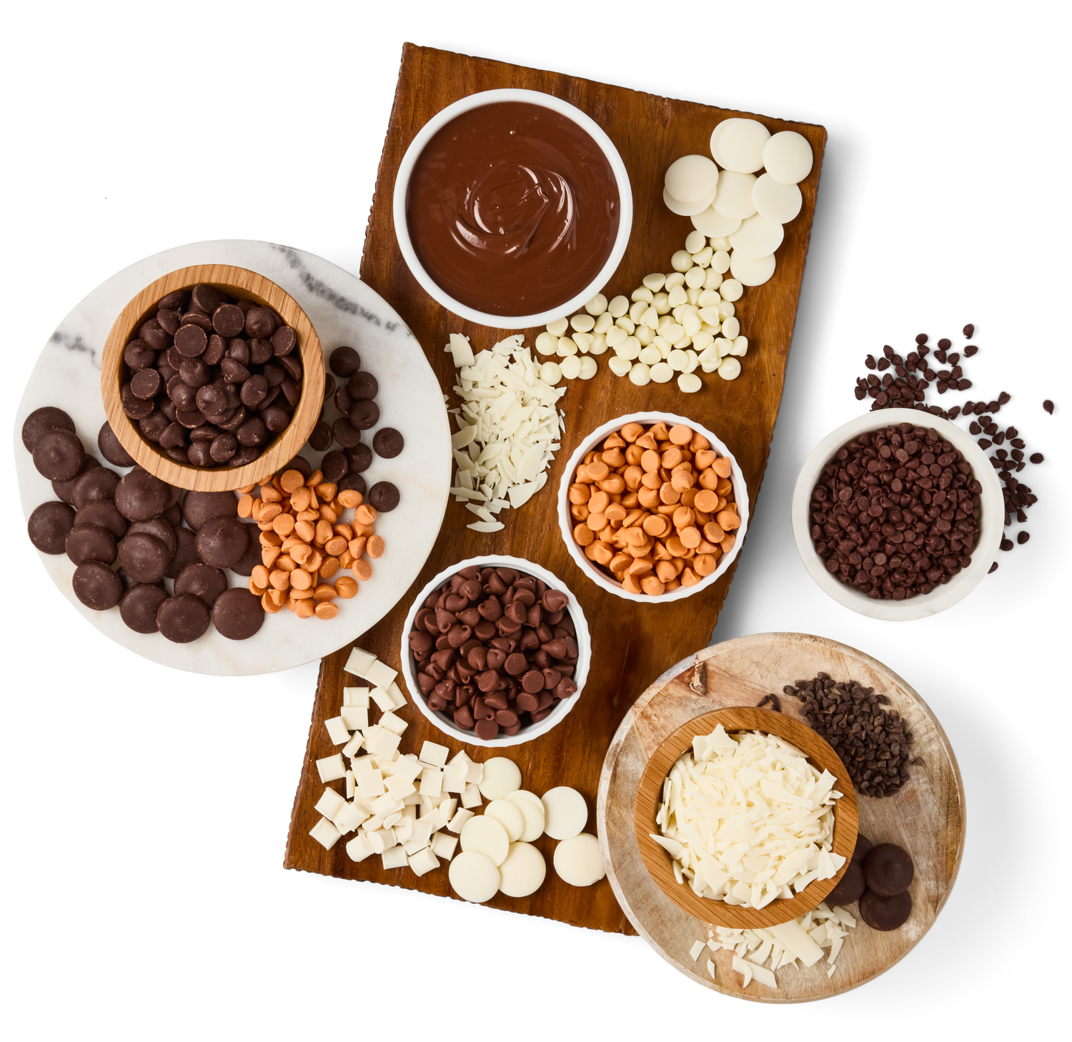 Explore our confectionary coatings and inclusions featuring chocolate chips, white chocolate chips, and chocolate melts.