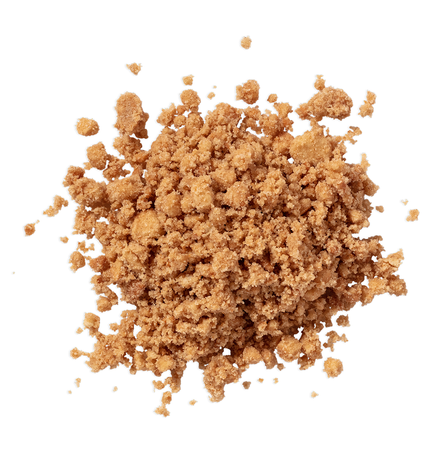 Close-up of crumbled streusel topping