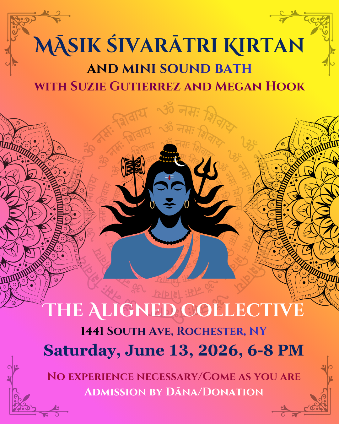 Kirtan for Māsik Sivarātri &amp; Mini Sound Bath with Suzie Syta Gutierrez &amp; special guest, Megan Hook