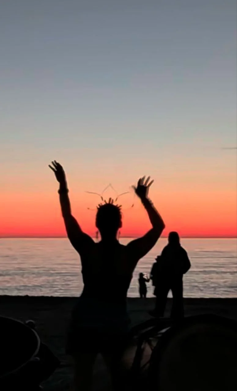 Sunset dance at the beach with your new sisters