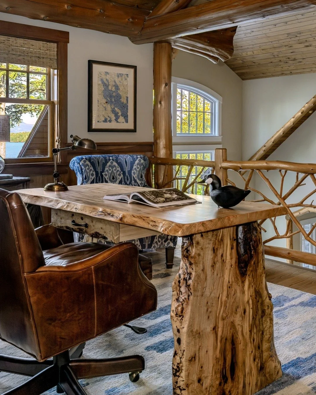 POV: Your Zoom background is actually your real home office, and everyone is talking about it! 😏 This Lakes Region home office proves that you don't have to blur your background when working from home (or your vacation home)!

We designed this custo