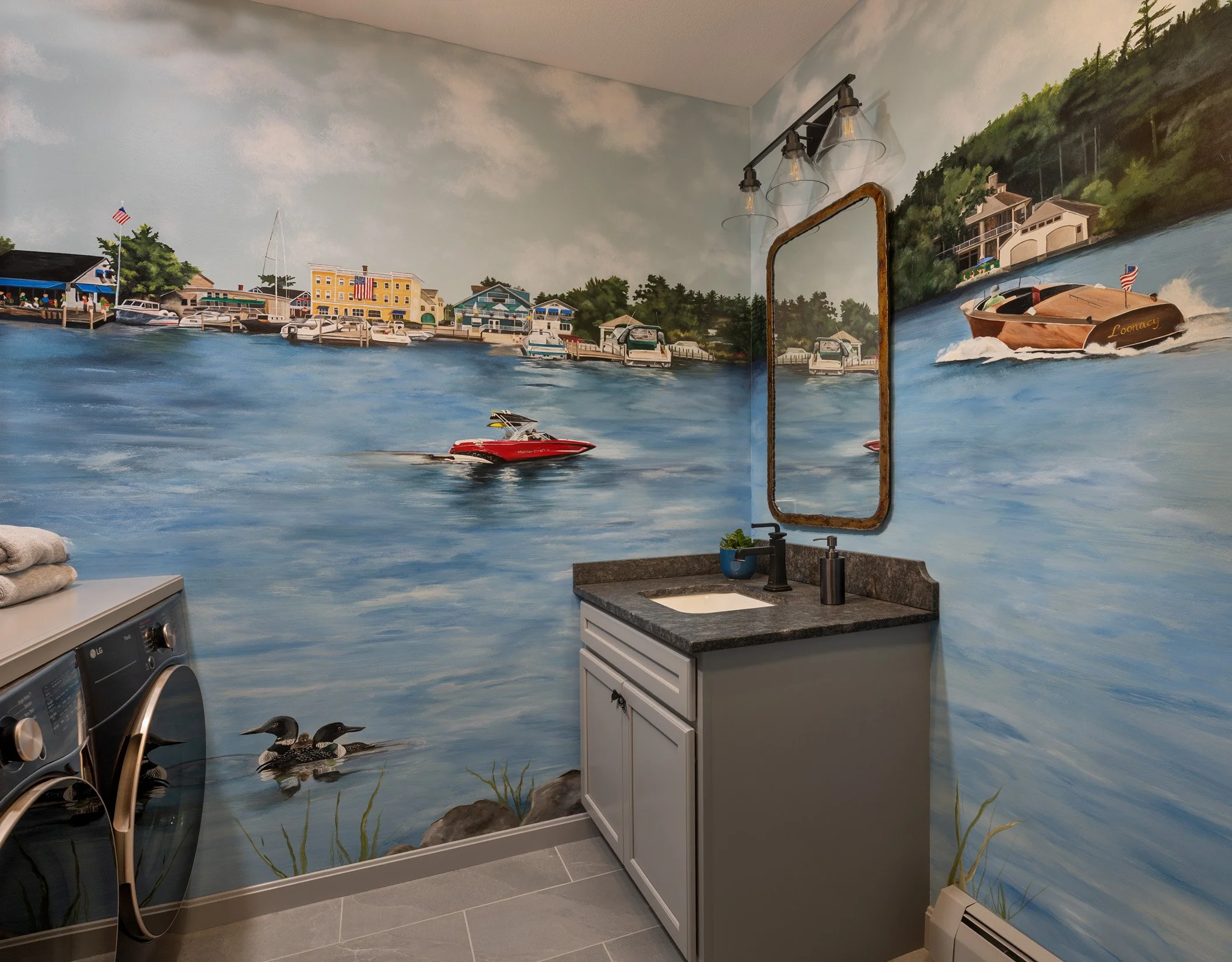 Custom mural painted for Wolfeboro NH clients