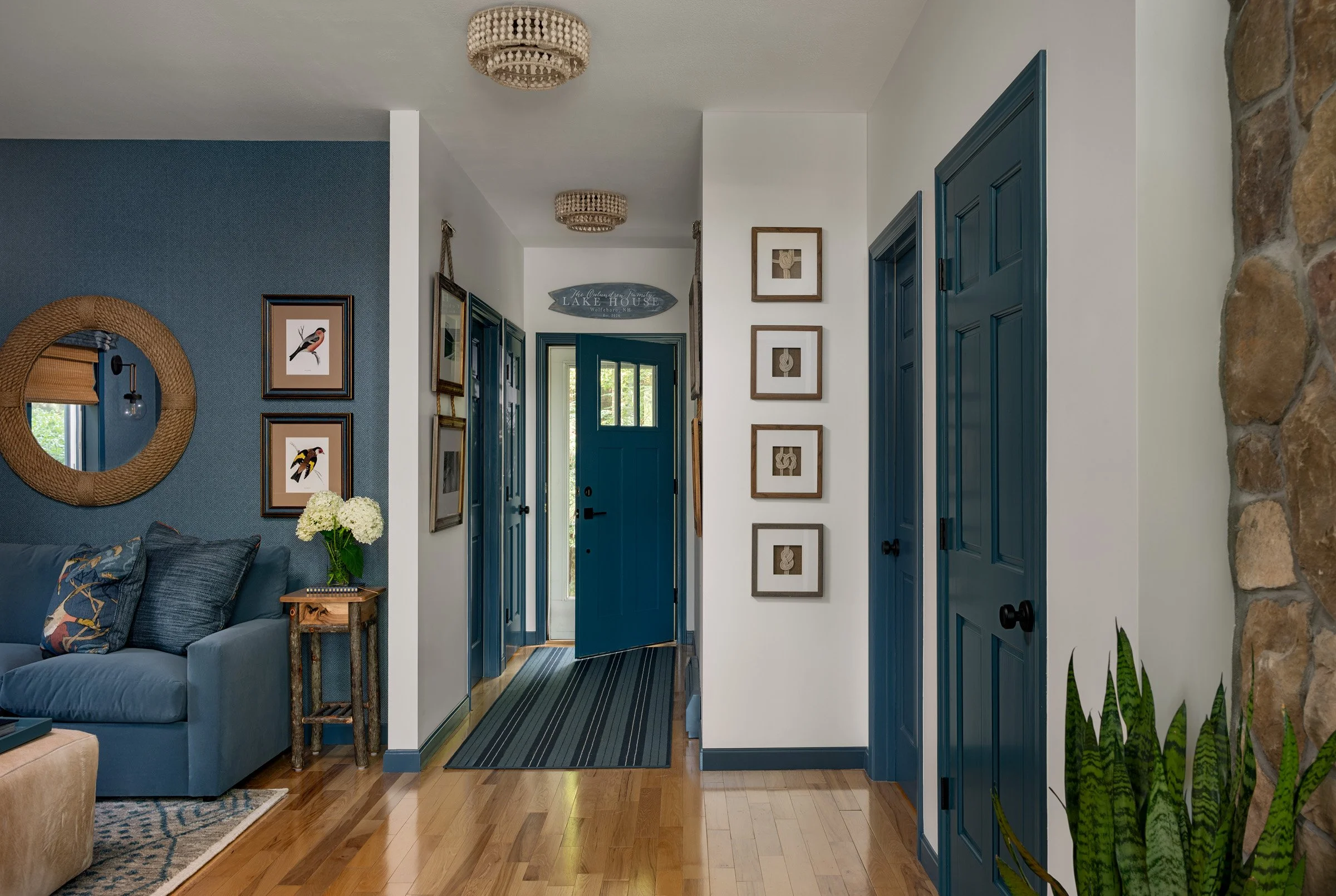 A nautical entryway for this Lake Winnipesaukee home