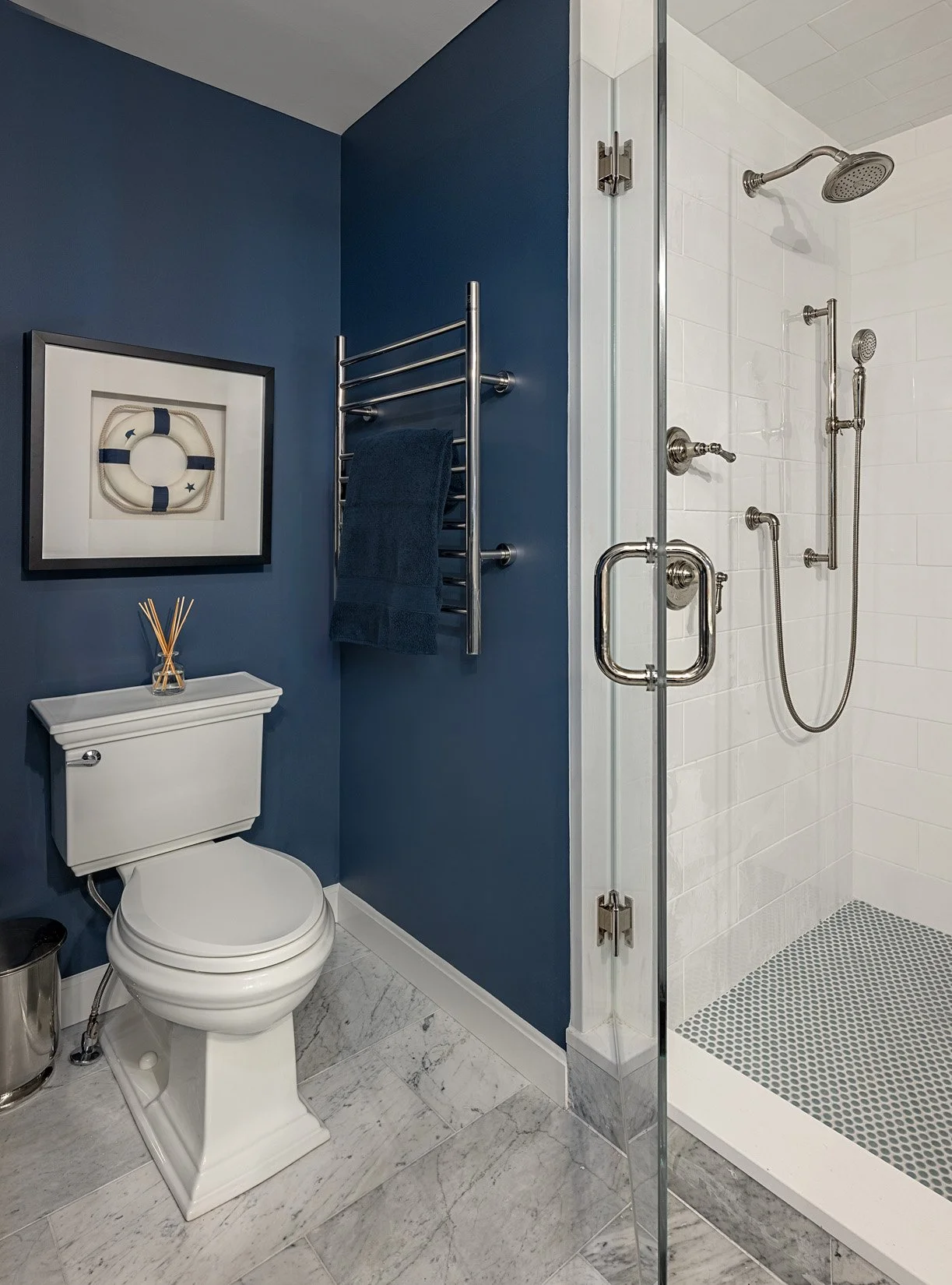 Primary bathroom with new oversized shower