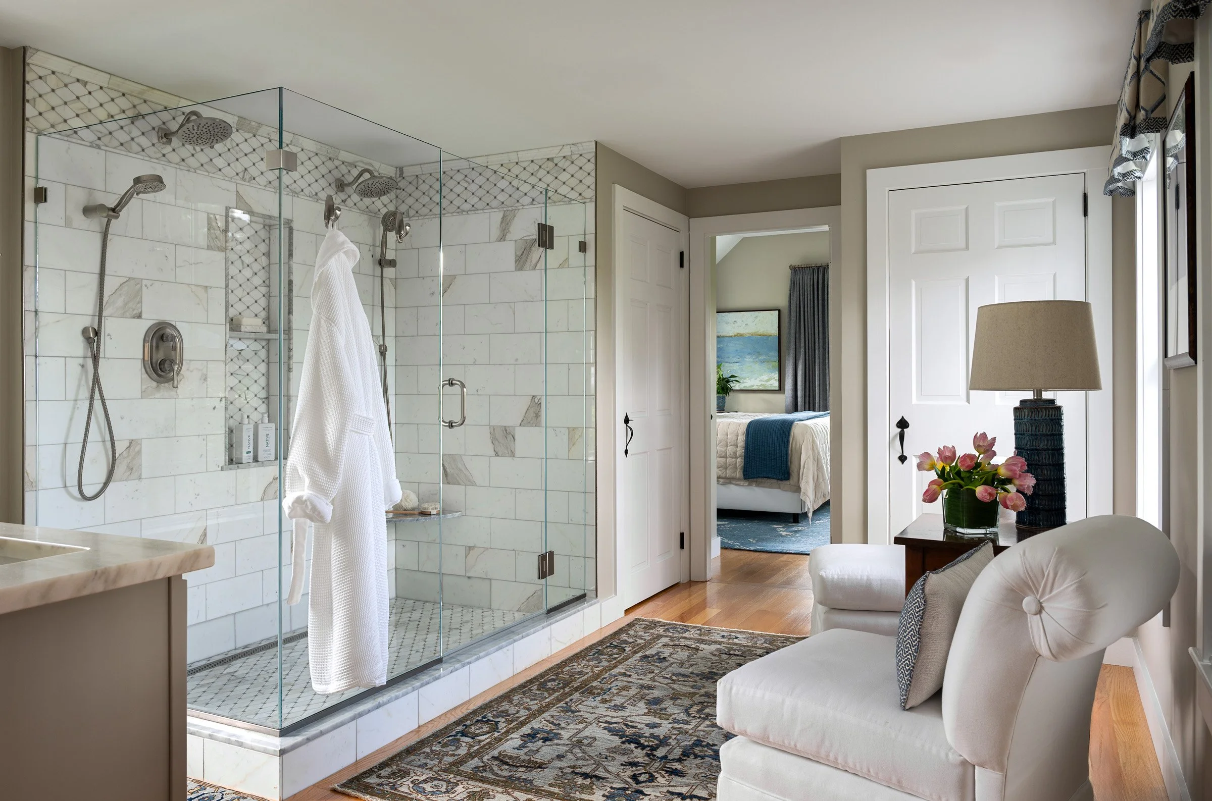 Primary bathroom oversized double shower