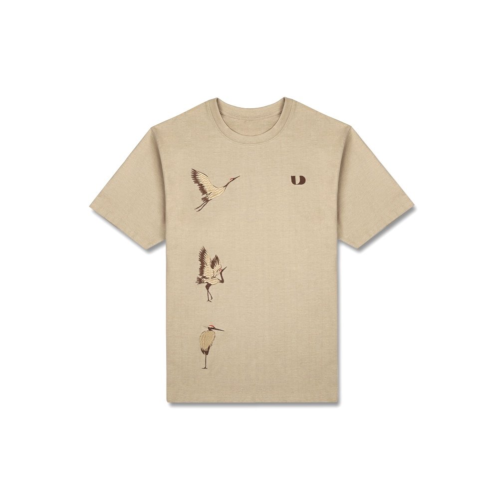 Flying Crane Embroidery Cotton Tee