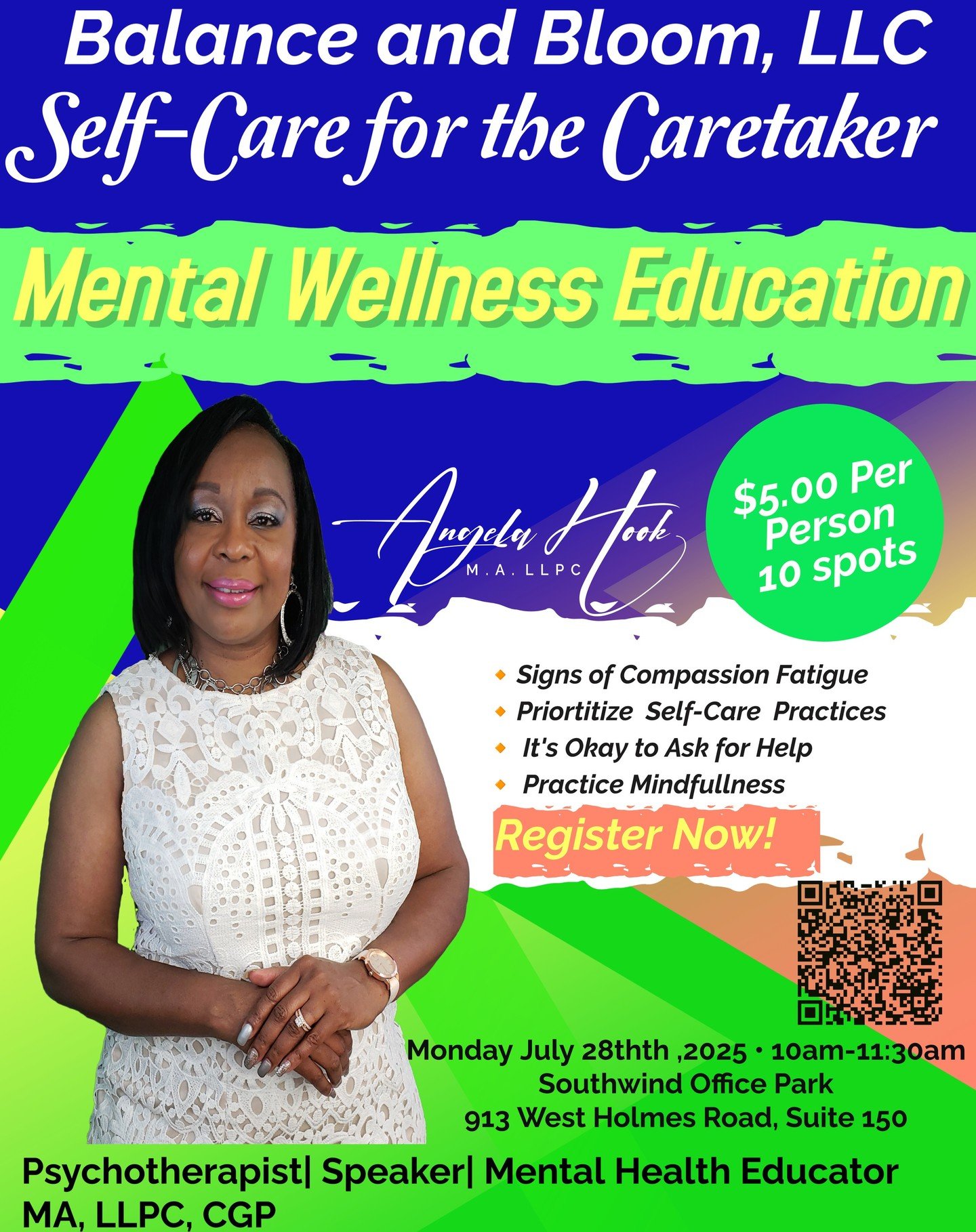 Welcome to the Self-Care for Caretakers event! Join us on July 28th, 2025, at 10:00 AM (Eastern Time) for a day dedicated to you, the caretaker. Take a break from your responsibilities and focus on your well-being. This event will provide you with to