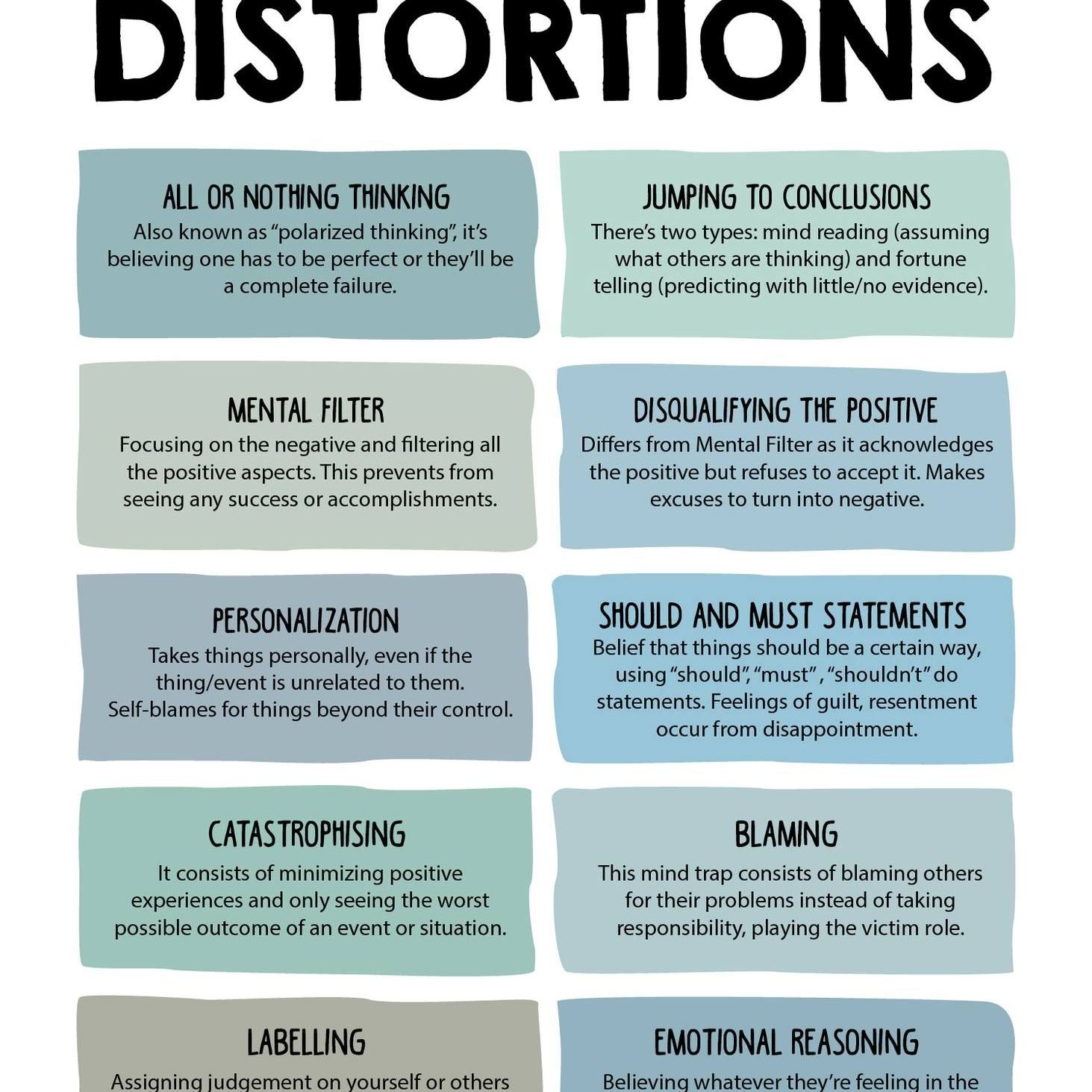🧠✨ **What Are Cognitive Distortions?** ✨🧠

Cognitive distortions are patterns of thinking that can negatively impact our emotions and behaviors. They often lead us to perceive situations in a skewed or unrealistic way. Understanding these distortio