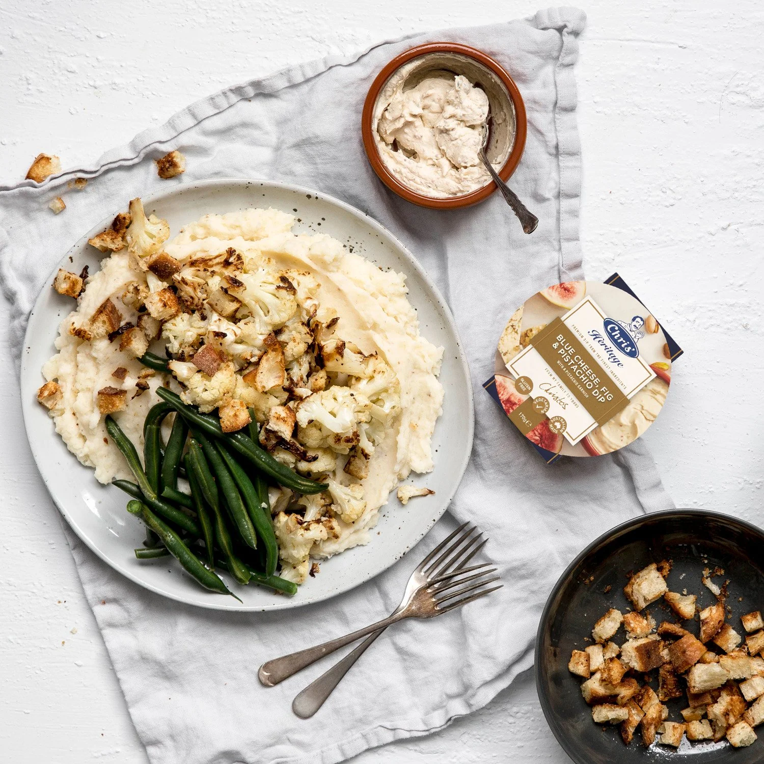 Blue Cheese Mash with Cauliflower &amp; Greens