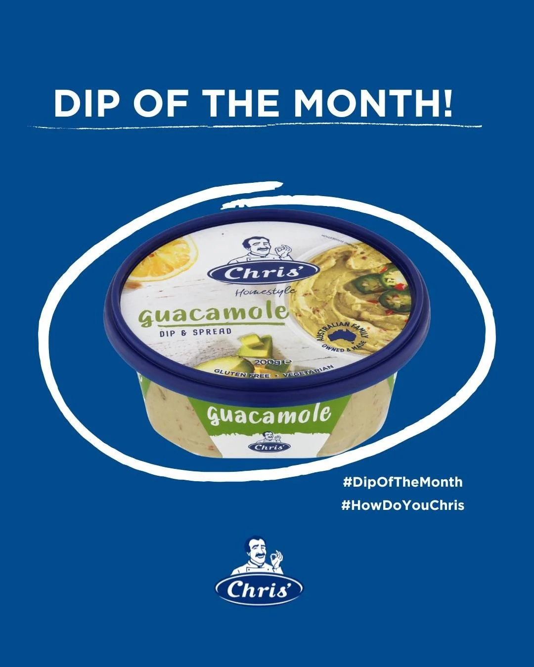 October&rsquo;s Dip of the Month &ndash; &ldquo;Guacamole Dip&rdquo;
Scoop it, spread it, or dive right in &ndash; Chris&rsquo; Guacamole Dip is here to guac your world! 🥕🌽
Show us your best guac moments at #howdoyouchris
Grab any 2 dips for $7.50 