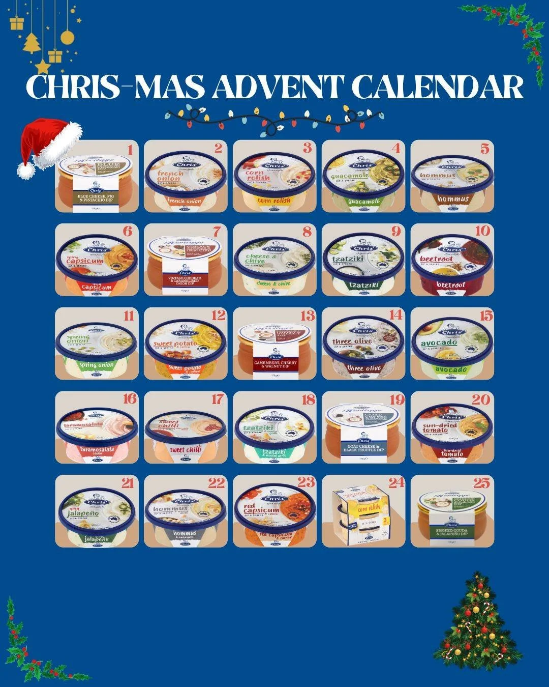 Our kind of advent calendar! Which flavour are you picking? 🎄🎅🏼

 #Christmas #AdventCalendar #ChrisDips #dip #chrisnevermisses #12daysofchristmas
