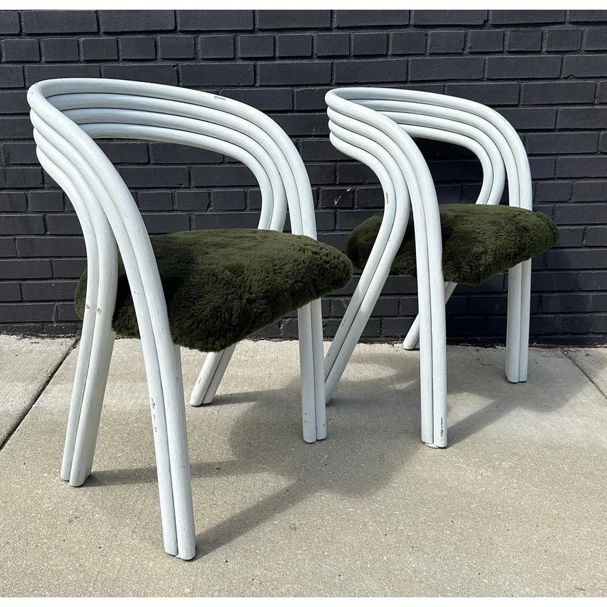 pair of axel enthoven style white bentwood chairs