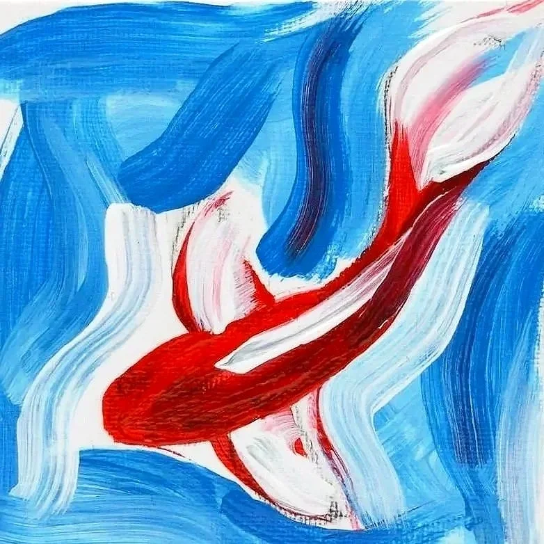 Abstract painting of a koi fish
