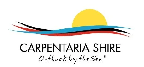 Logo for Carpentaria Shire Council, and the tagline 'Outback by the Sea'