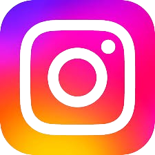 Instagram logo with a colorful gradient background.