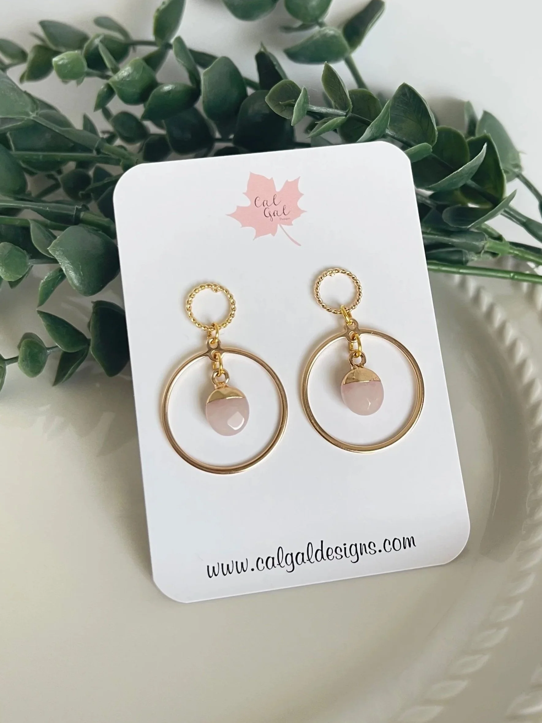 Rose Quartz Hoops
