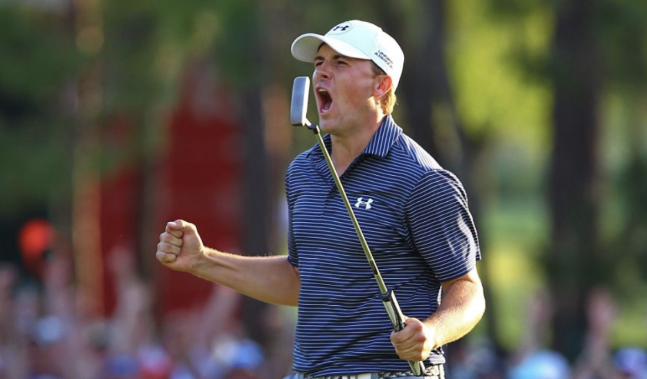 Golfer demonstrating positive body language and mental recovery after poor shot
