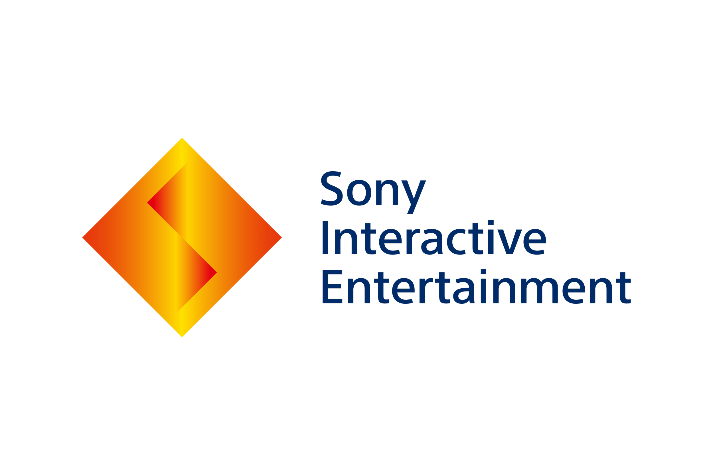 Sony Interactive Entertainment logo with a stylized orange diamond shape and blue text.