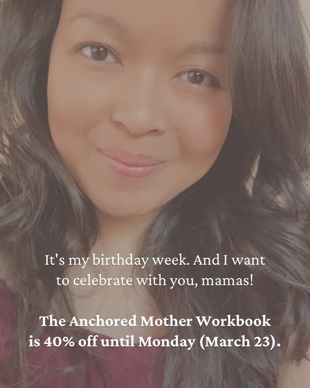 It&rsquo;s my birthday week, and I want to celebrate with something near and dear to my heart.

The Anchored Mother Workbook has walked so many mamas from comparison to embracing their God-given calling. And this week, it&rsquo;s 40% off! 

Seven day