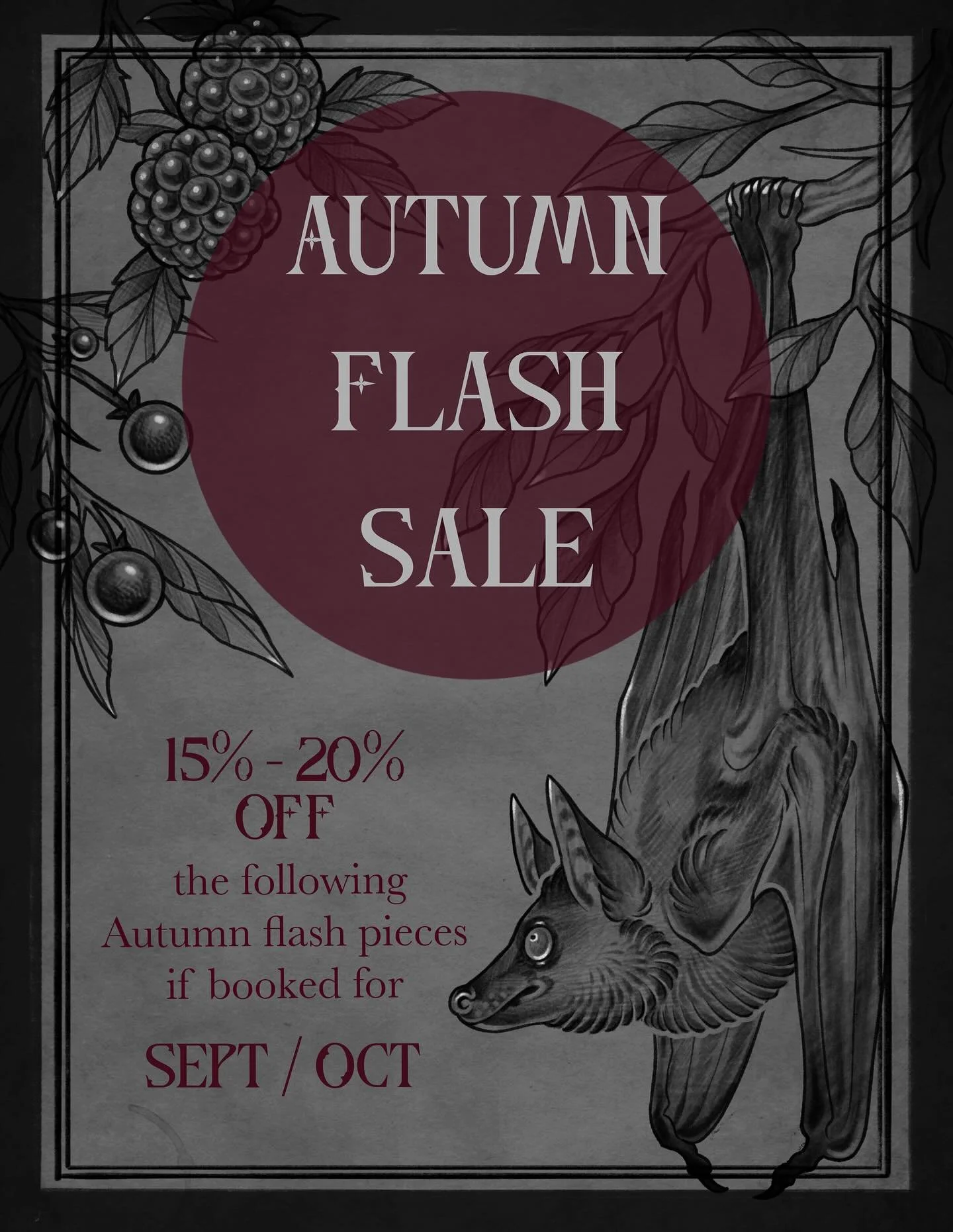 🍂 AUTUMN FLASH SALE 🍂

Now that that crispy fall air is arriving, I wanted to do a flash sale with some cozy critters and foliage! 

Sale applies to these featured pieces only, and they must be booked within September or October for the discount to