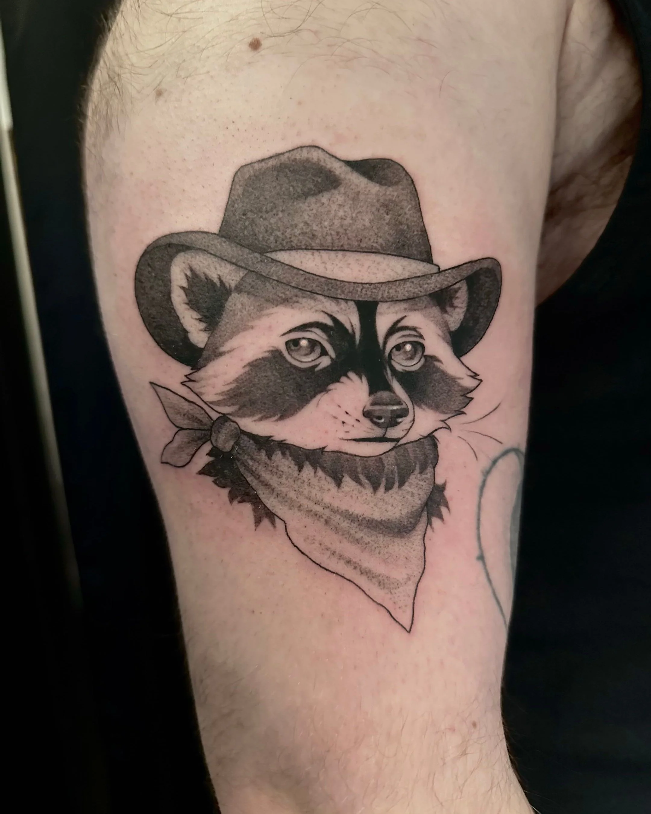 🐎 𝑪𝒐𝒘𝒃𝒐𝒚 🐎
Rootin' tootin' cowboy raccoon done back in Canada
Come see me in Leith at @theburrowedinburgh - booking link in my bio!🖤
✦
✦
#edinburgh #edinburghtattooartist #blackworktattoo #fantasytattoo #scotlandtattooartist
Keywords: Raccoo
