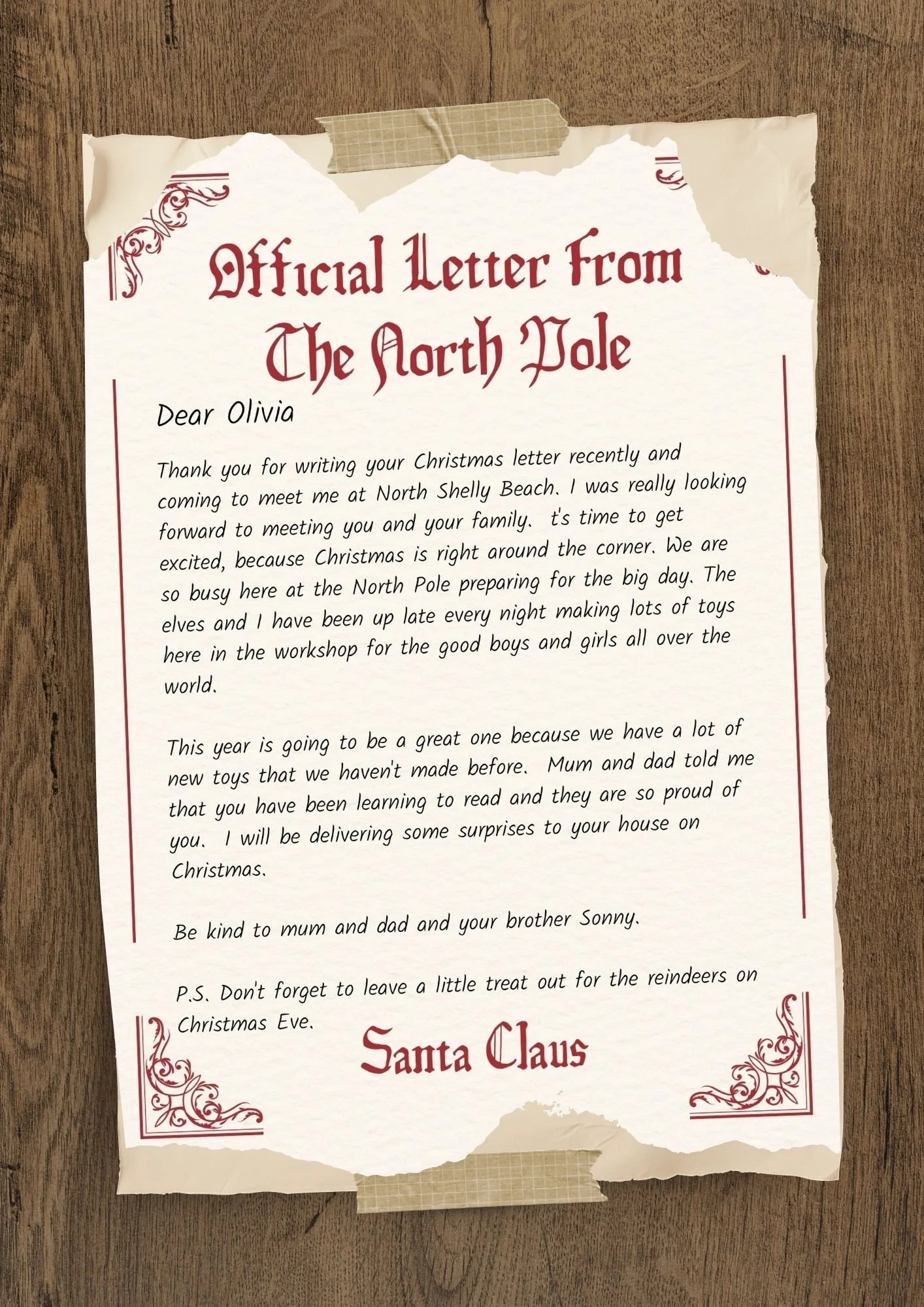 Personalised letter from Santa