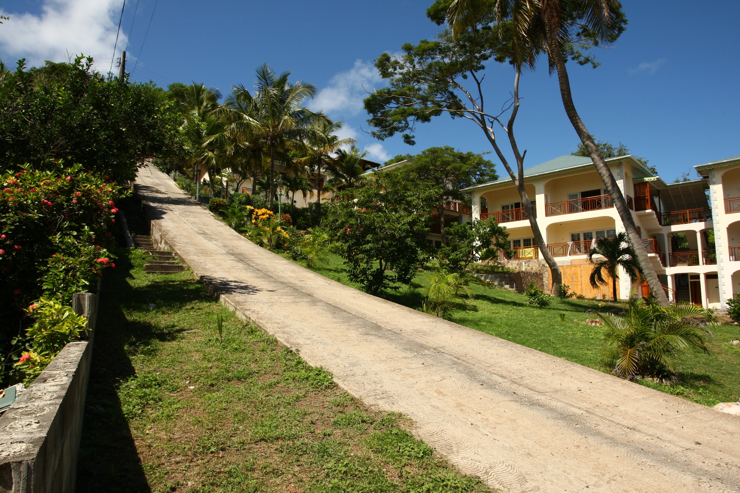 The incredibly steep link road running through the property