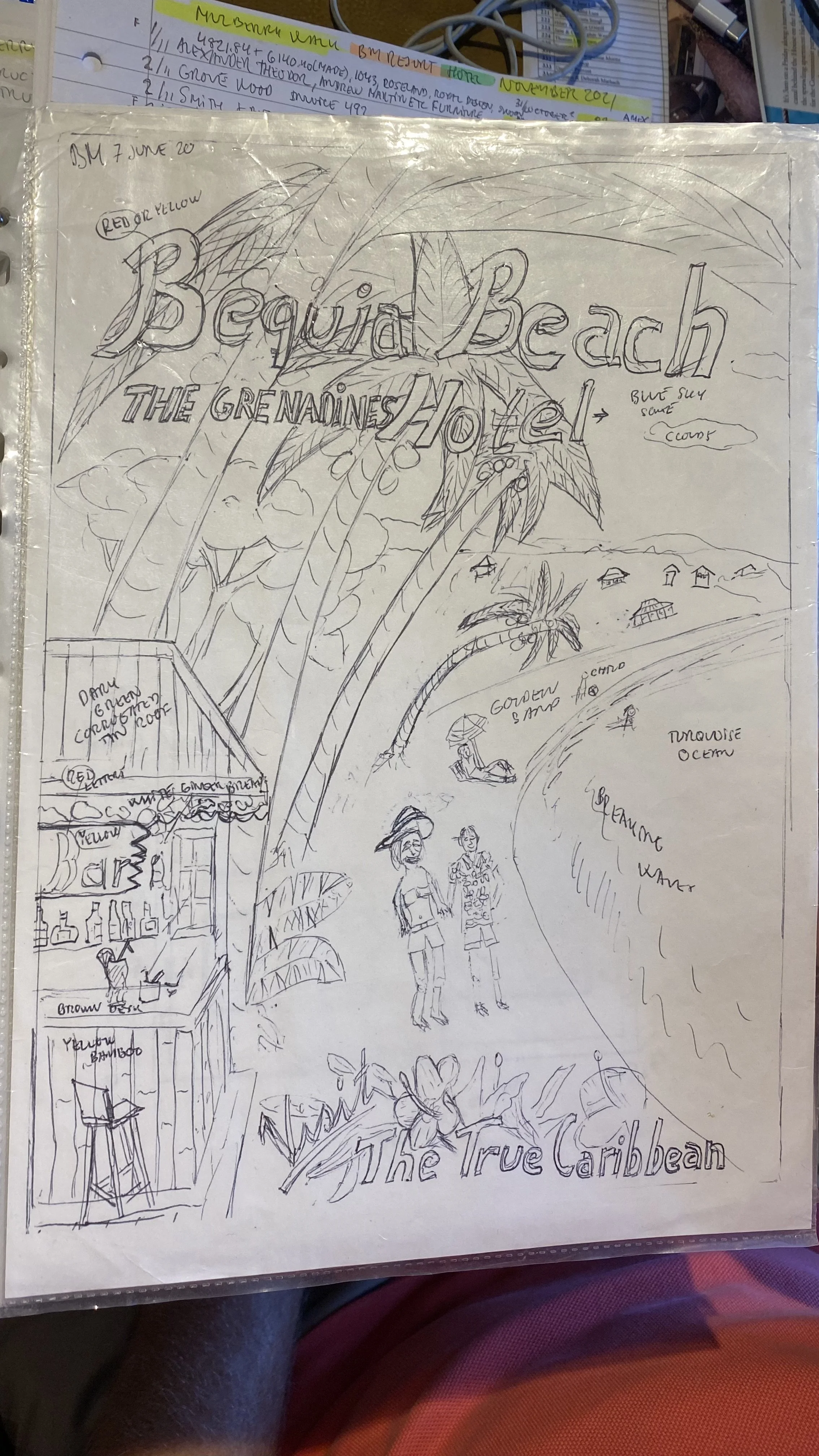 Bengt's own hand-drawn concept of the Kerne Erickson vintage travel poster