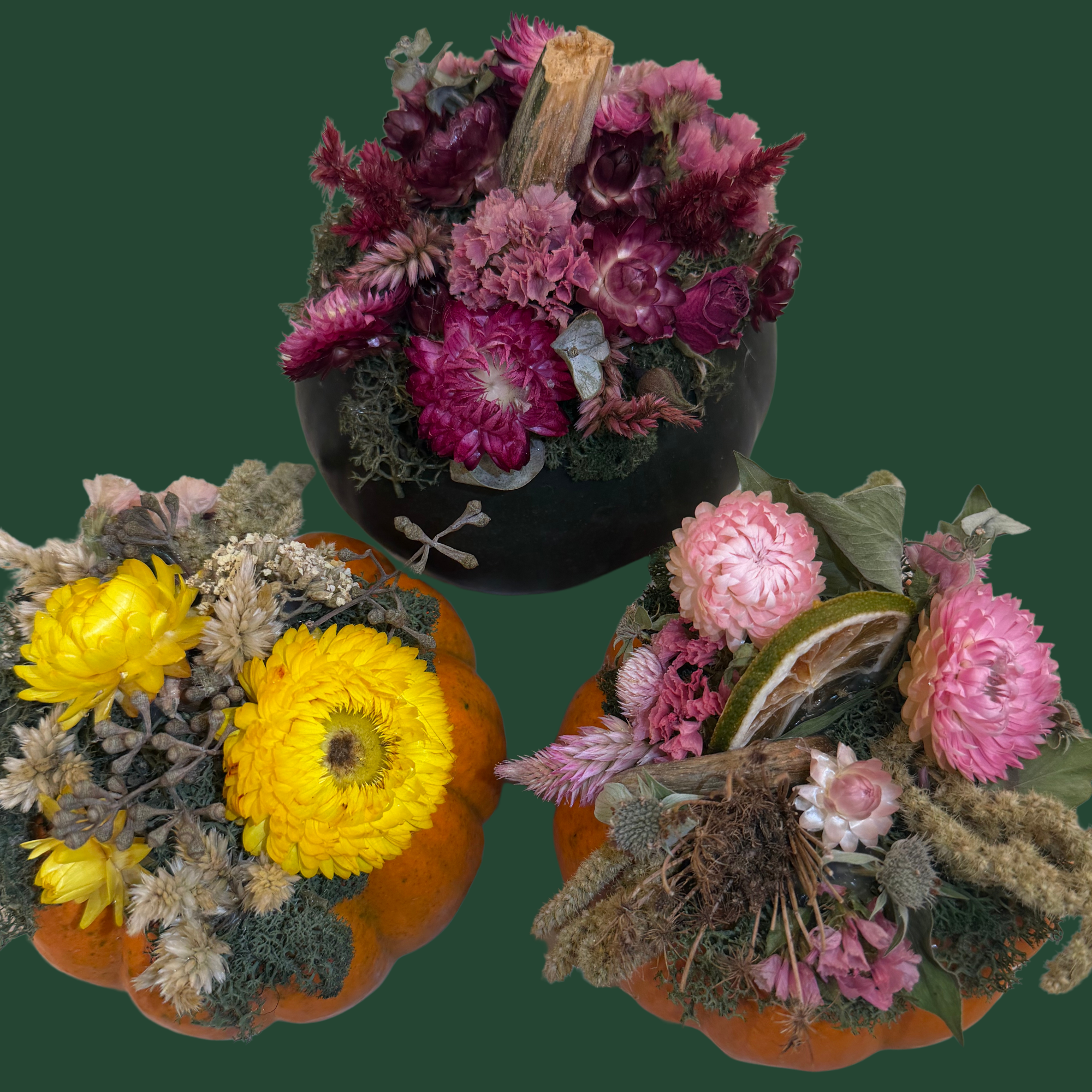 Handcrafted Dried Floral Pumpkins
