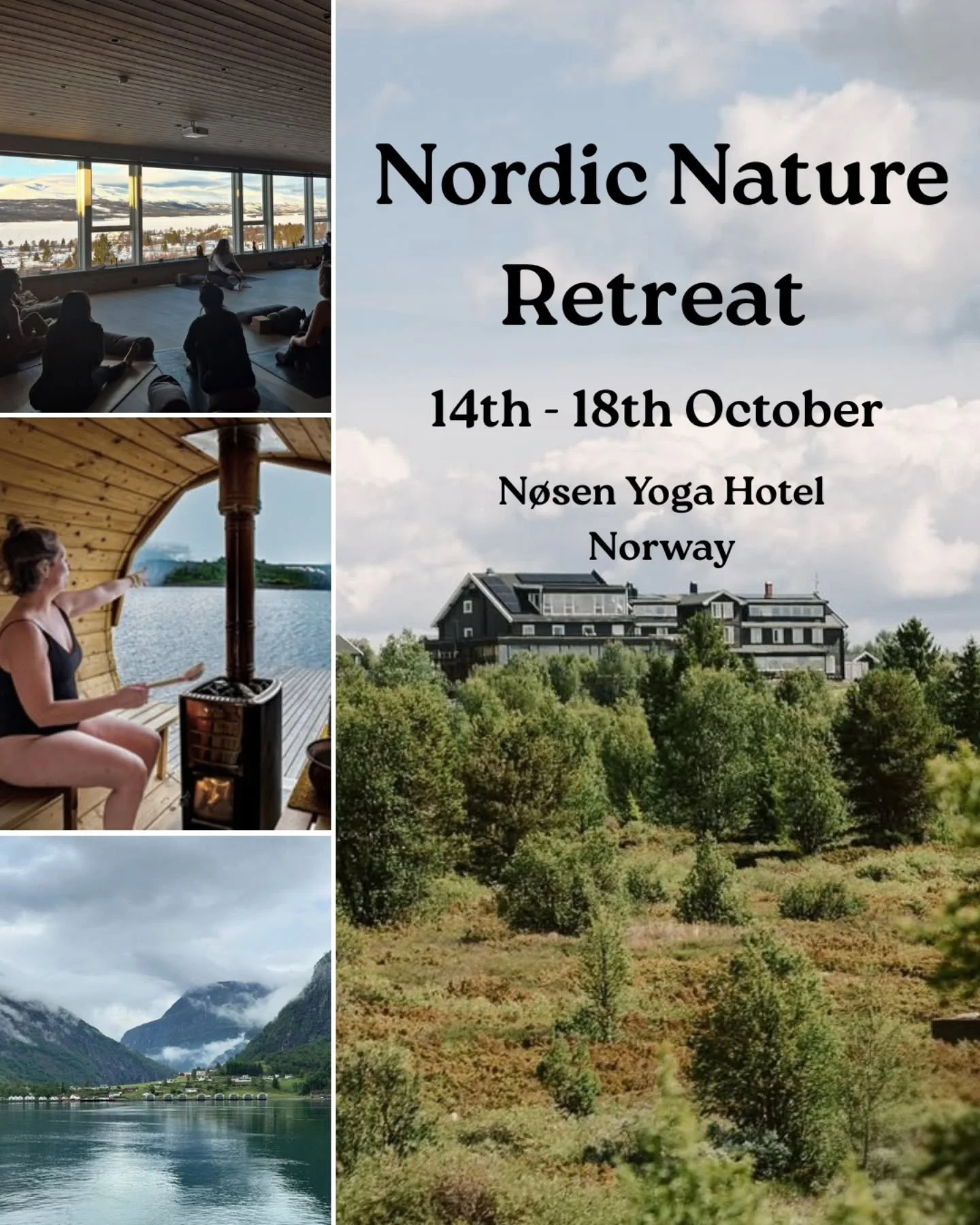 🔥 BOOKINGS ARE NOW OPEN! 🔥 

🌿 Nordic Nature 🌿 

🗓 14th - 18th October 2026 

📍N&oslash;sen Yoga Hotel, Panoramavegen, Norway 
@nosenyoga

We are collaborating once again with Hilde @vinternatt.no an amazing Norwegian sauna master to bring you 