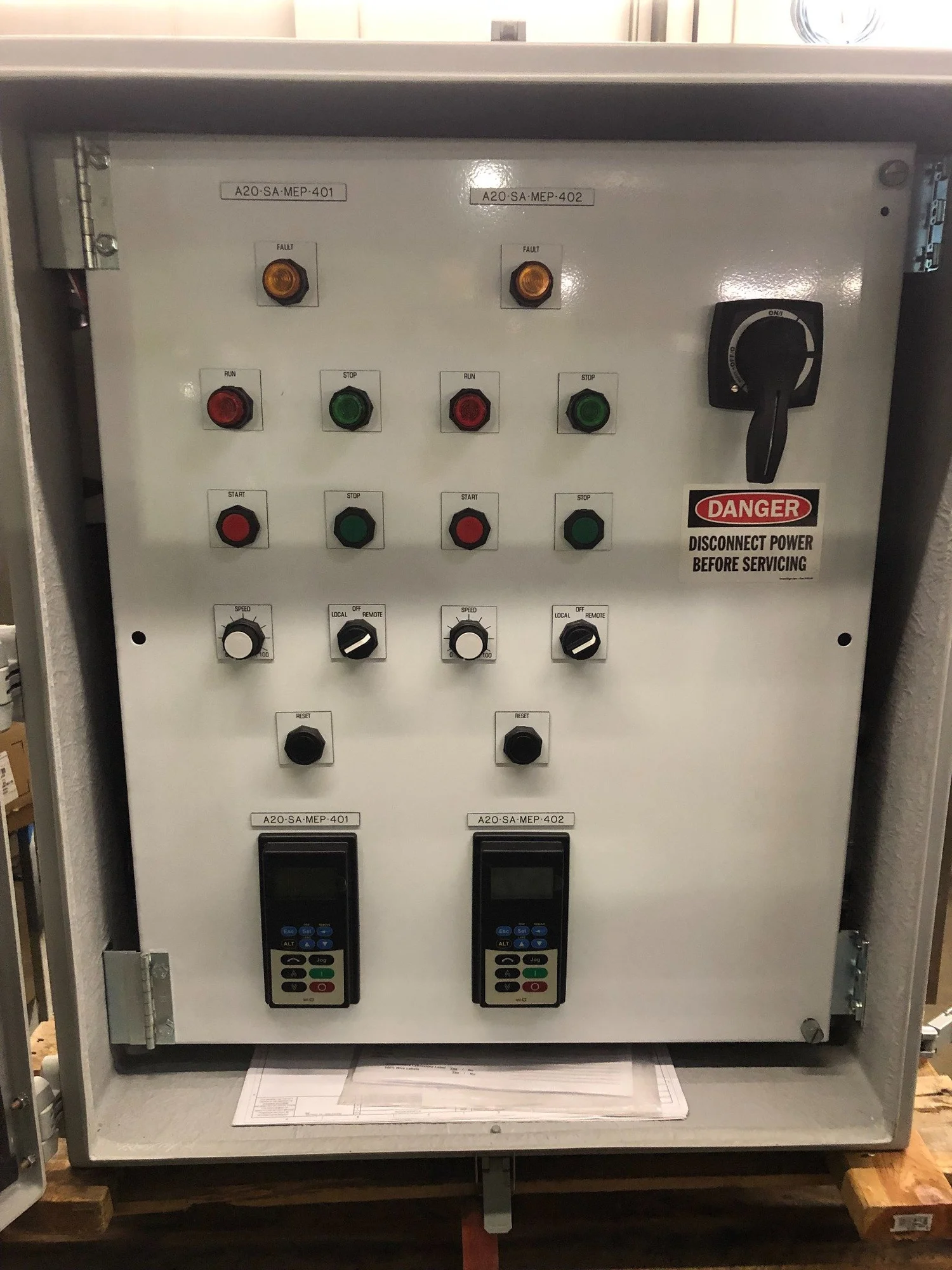 Sulfuric acid panel door controls