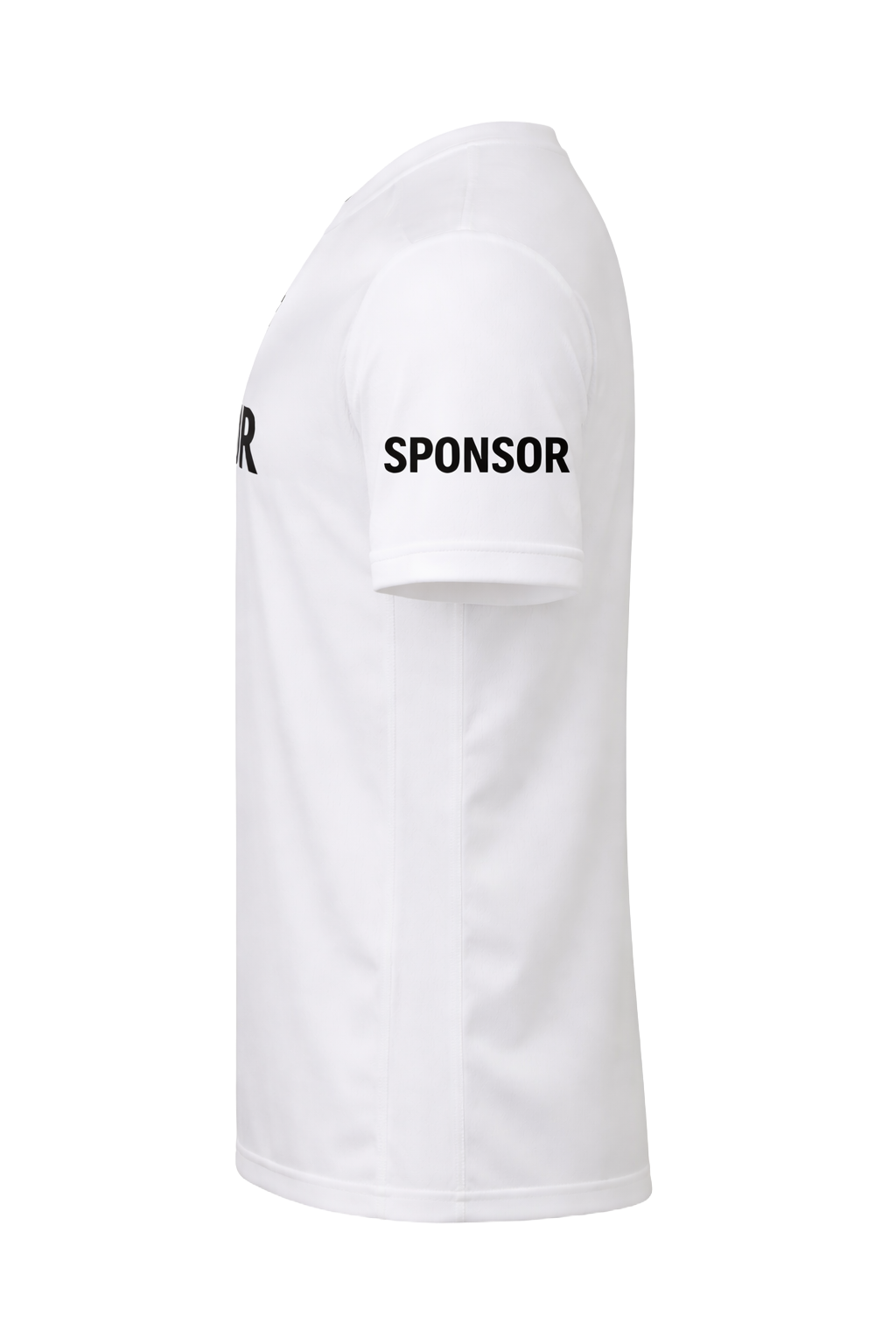 A white T-shirt with the word "SPONSOR" printed in black on the sleeve.
