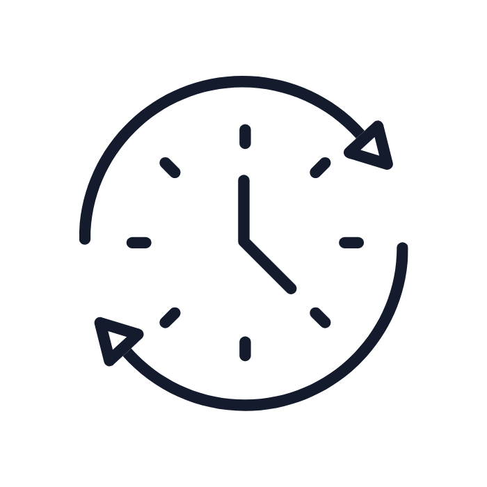 Clock with arrows indicating it will be a one time service.