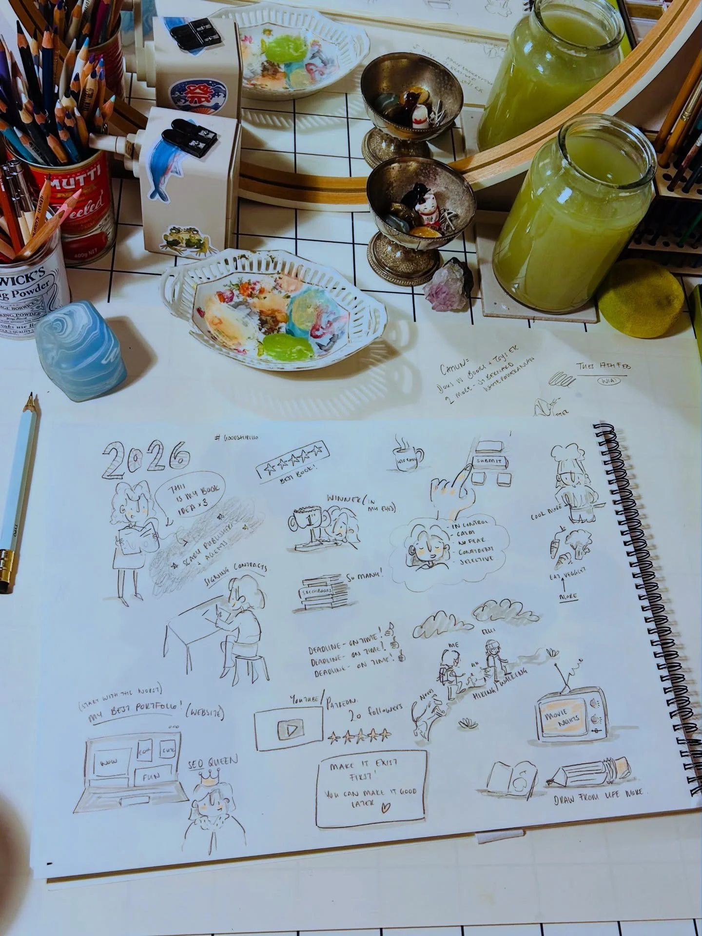 Finally got round to doing @thegoodshipillustration planning party for 2026. I&rsquo;m not sure if I&rsquo;ve set my sights toooo high, but what&rsquo;s that quote? &lsquo;Shoot for the moon, even if you miss you&rsquo;ll land among the stars&rsquo;?