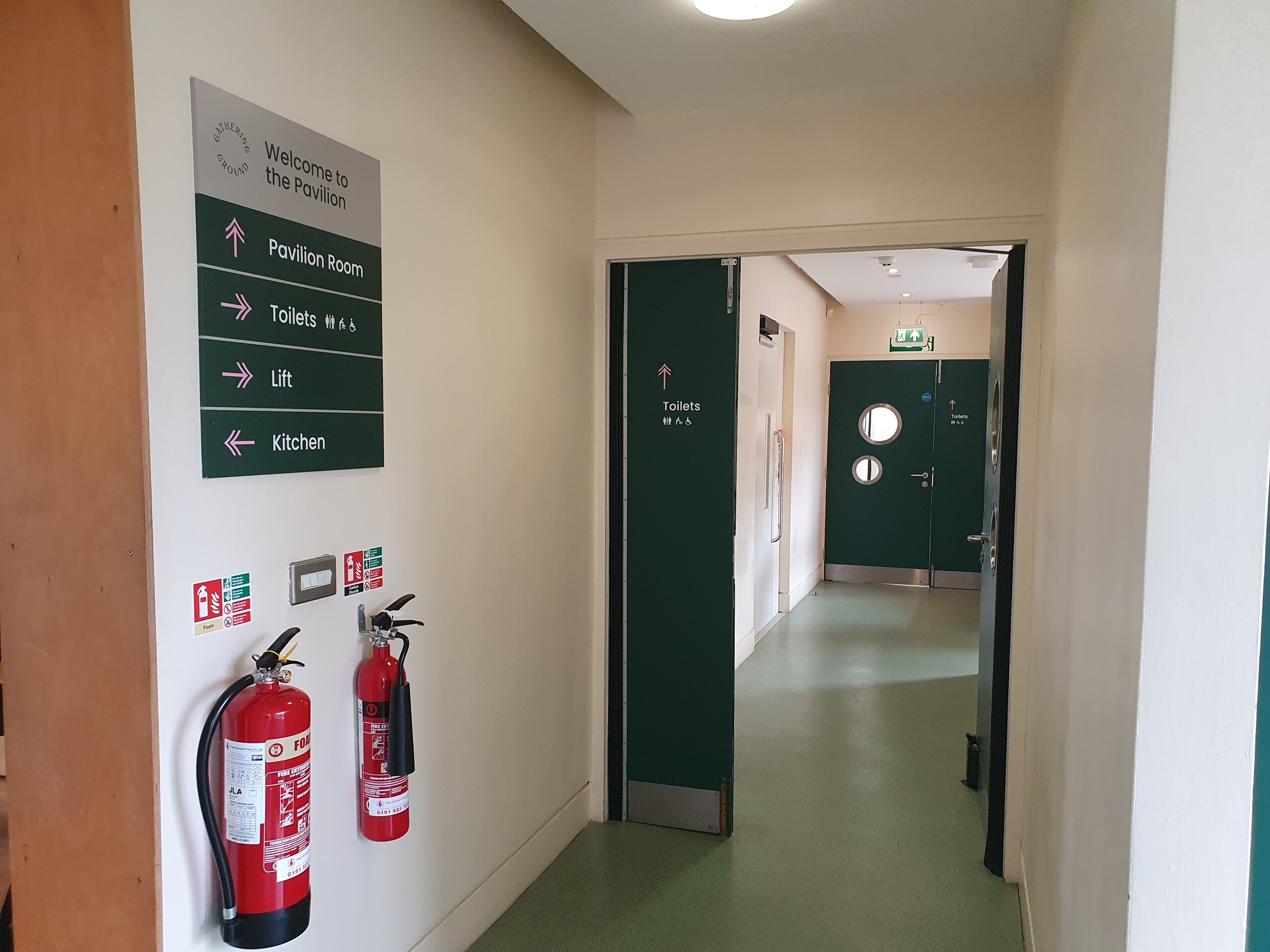 Looking right as you walk in is a corridor that leads to the toilet facilities.