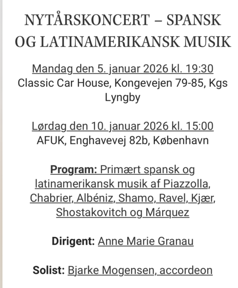 Nytårskoncert - SPANSK OG LATINAMERIKANSK MUSIK m. Lyngby-Taarbæk Symfoniorkester