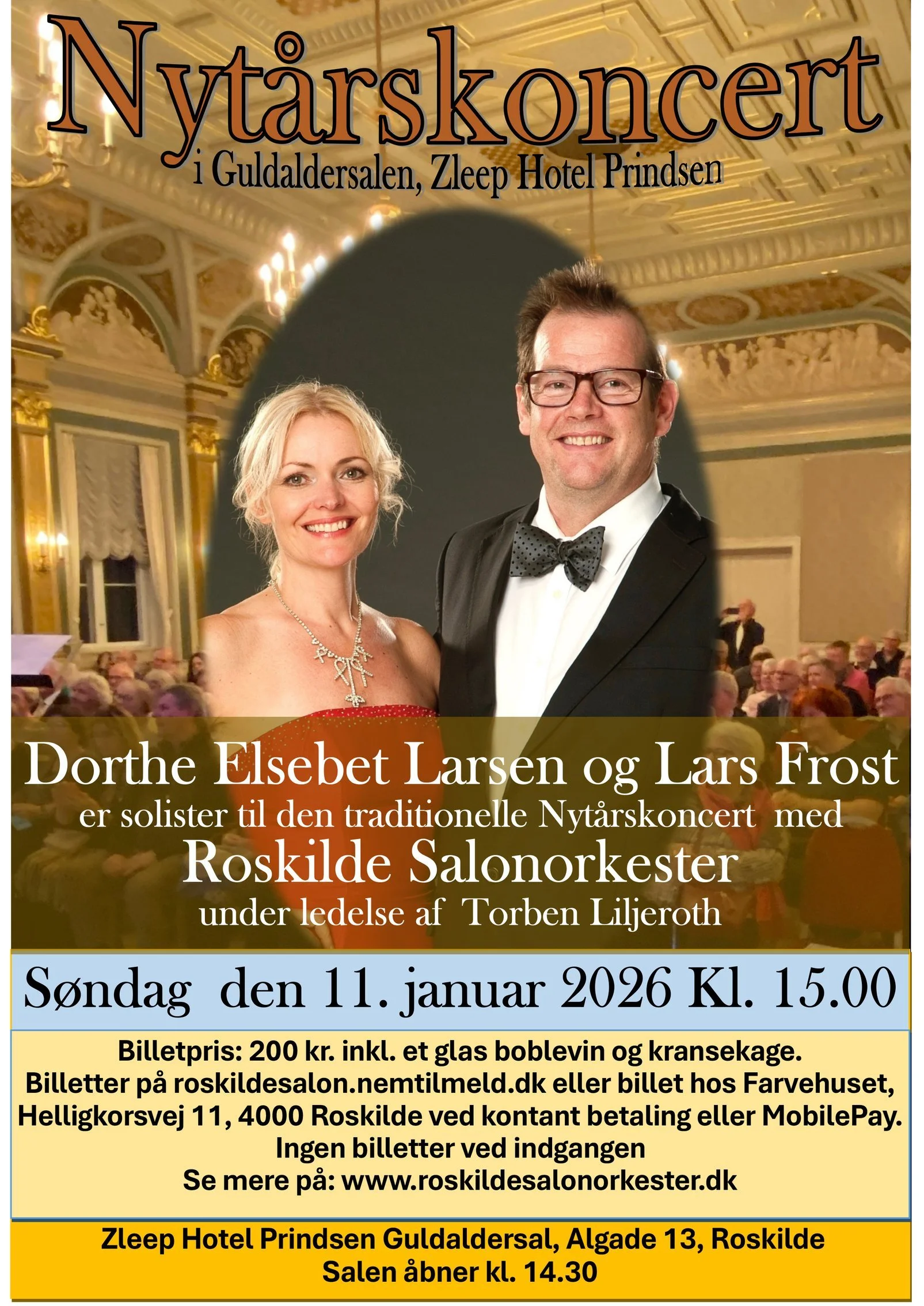 Nytårskoncert i Guldaldersalen, Hotel Prindsen m. Roskilde Salonorkester