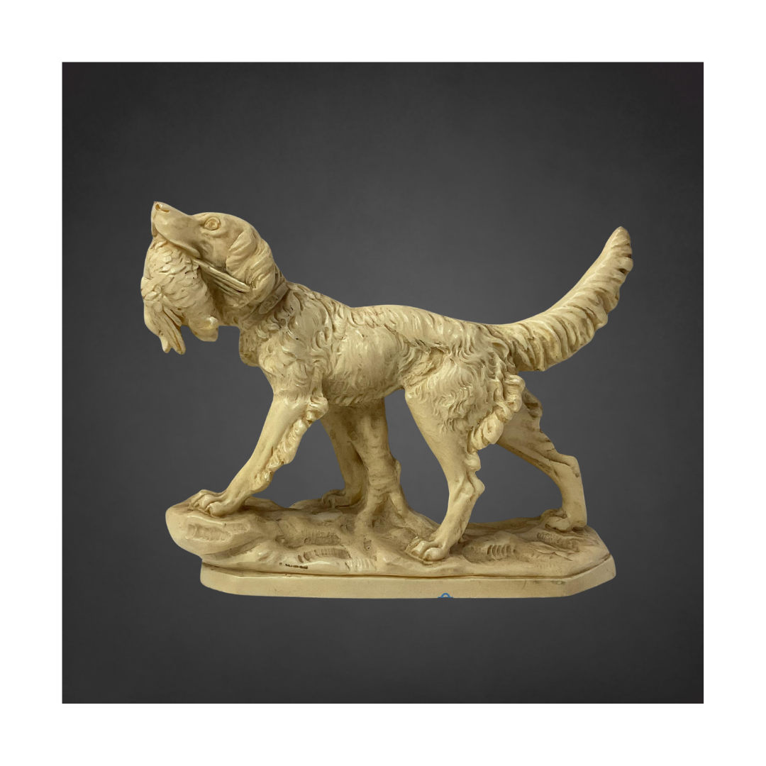 Vintage Norleans Italian Sporting Dog Sculpture with Game – Mid-Century Hunting Art
