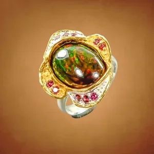 6ct AAA Natural Black Opal Ring