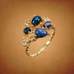 Handmade Natural Black Opal Ring 
