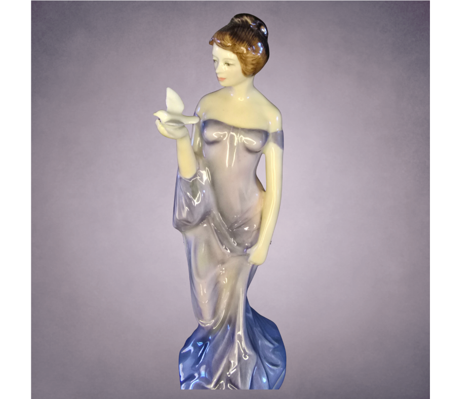 Royal Doulton “Harmony” HN 2824 (1977) – Lavender Bone China Figurine with Dove