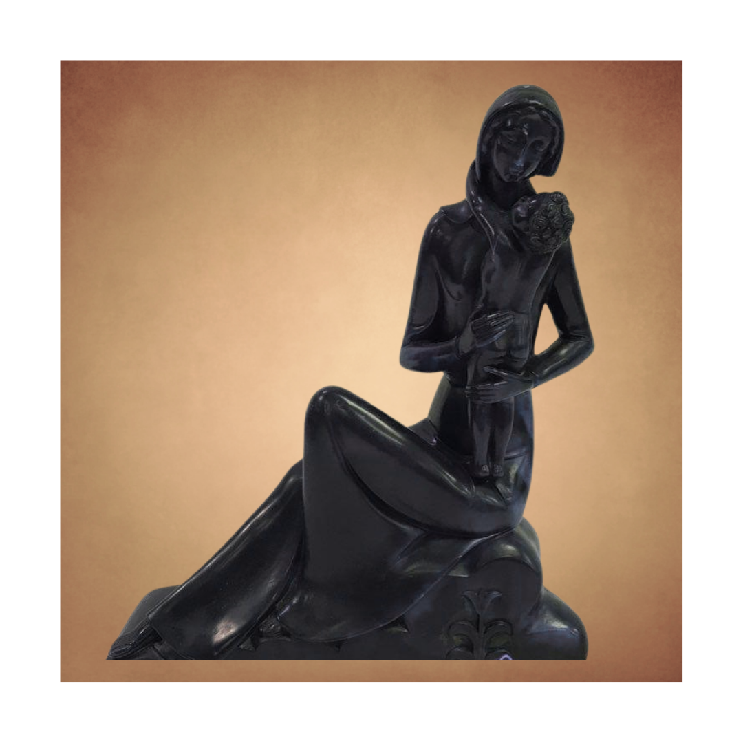 Madona And Child Sculpture by Italian Artist G. Ruggeri