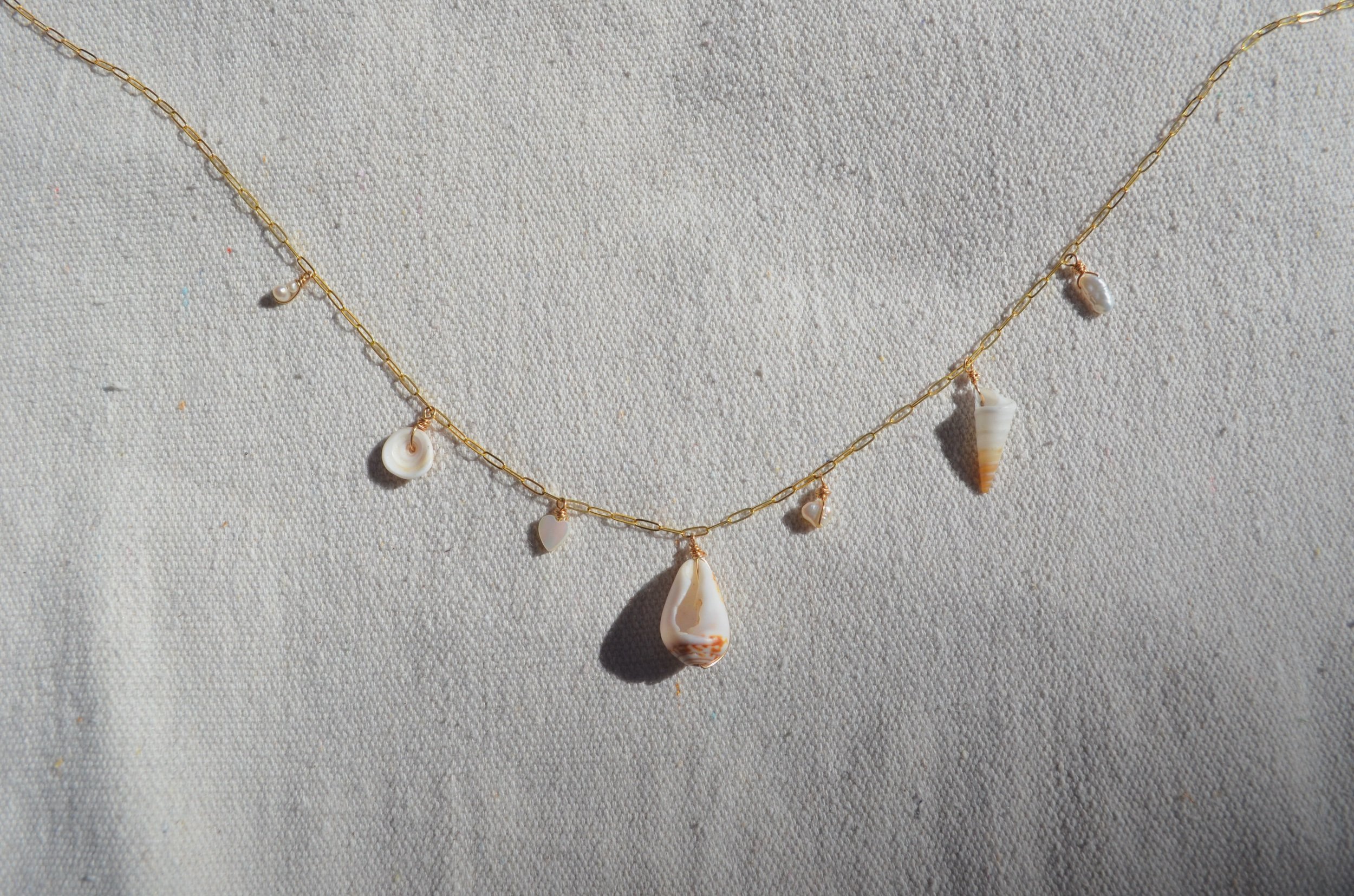Costa Rica Sea Shells & Genuine Pearls - 14k Gold Fill