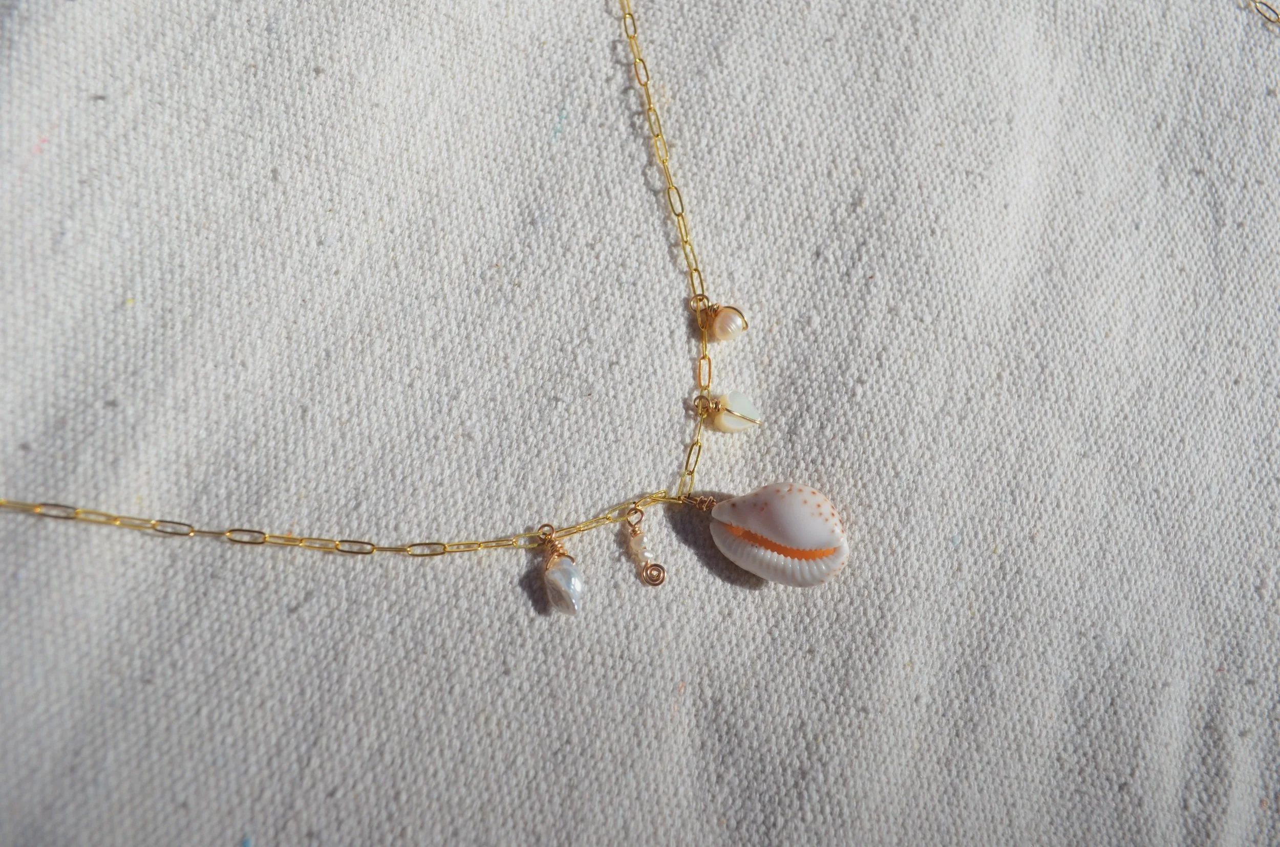 Cowrie Shell & Genuine Pearls - 14k Gold Fill