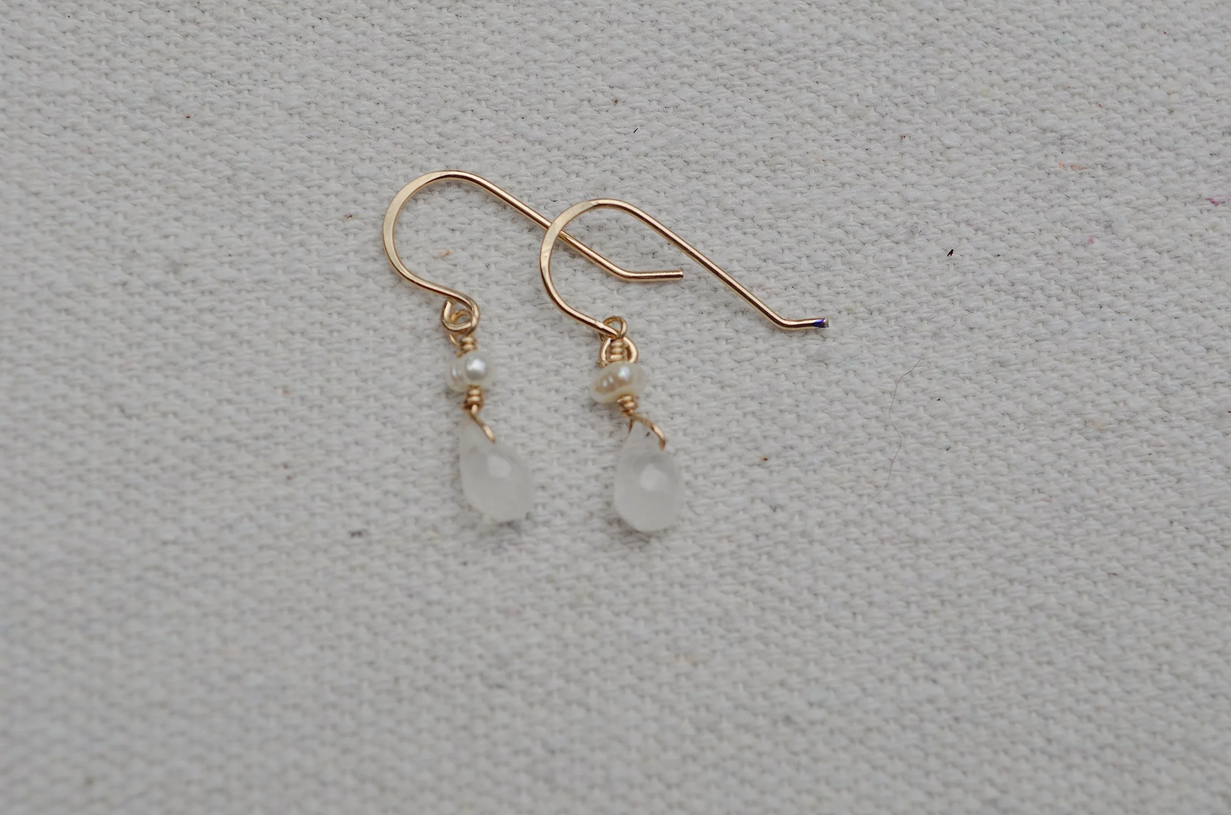 Freshwater Pearl & Moonstone Raindrop  - 14k Gold Fill
