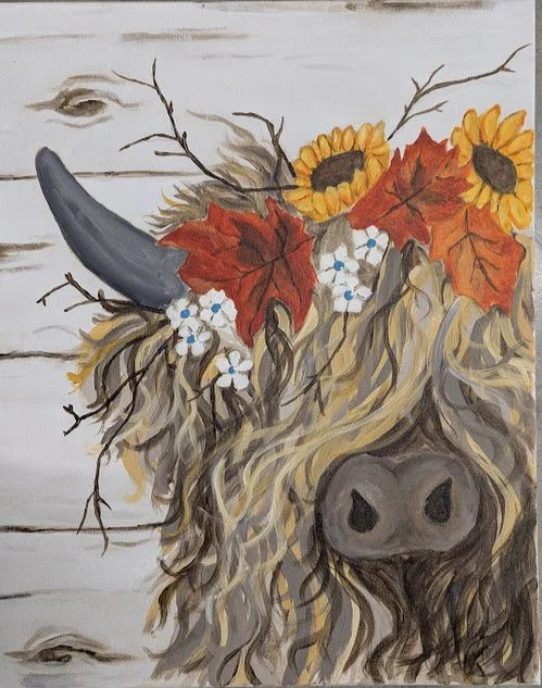 Fall Highland Cow Canvas Class