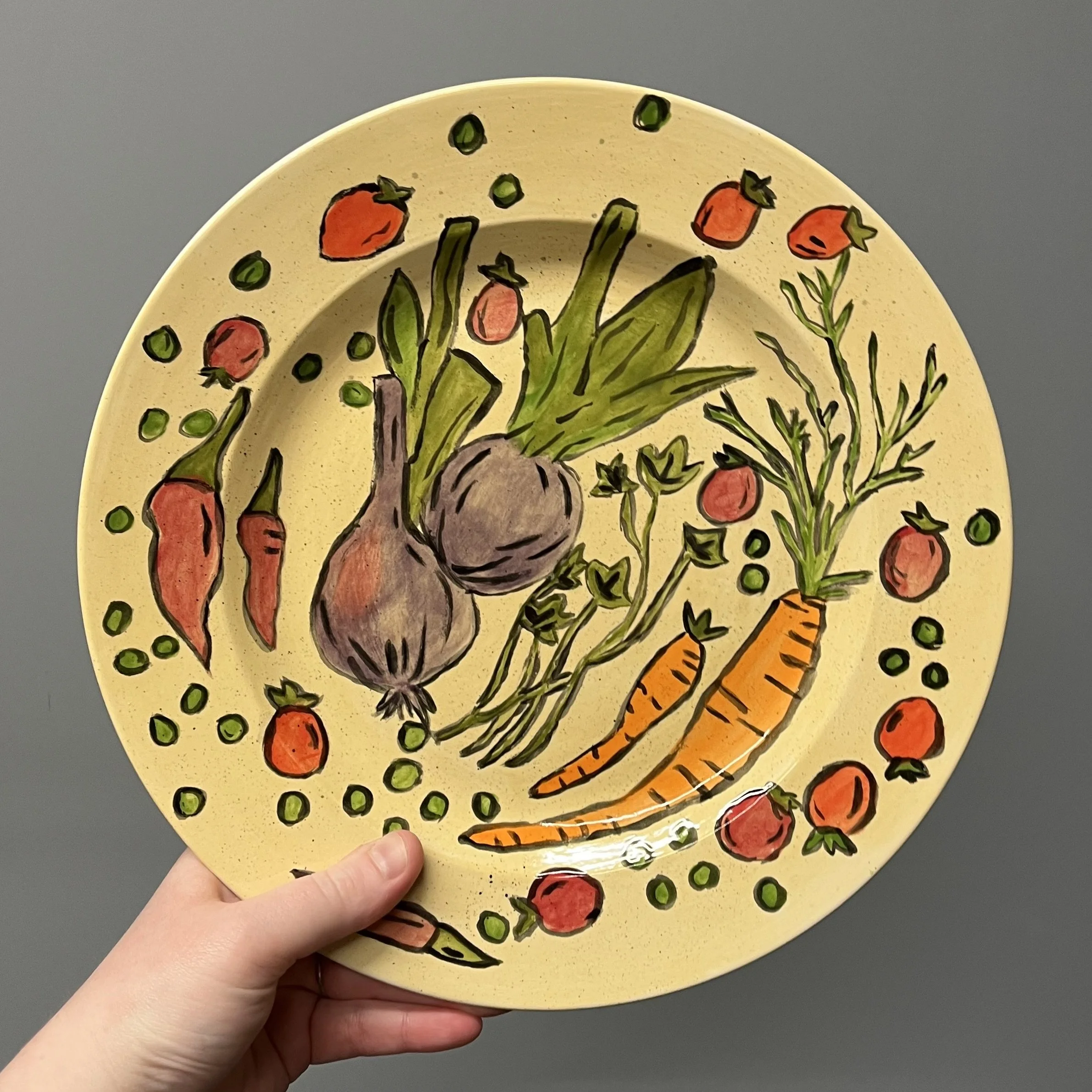 Rim Dinner Plate - Rustic Vegetables