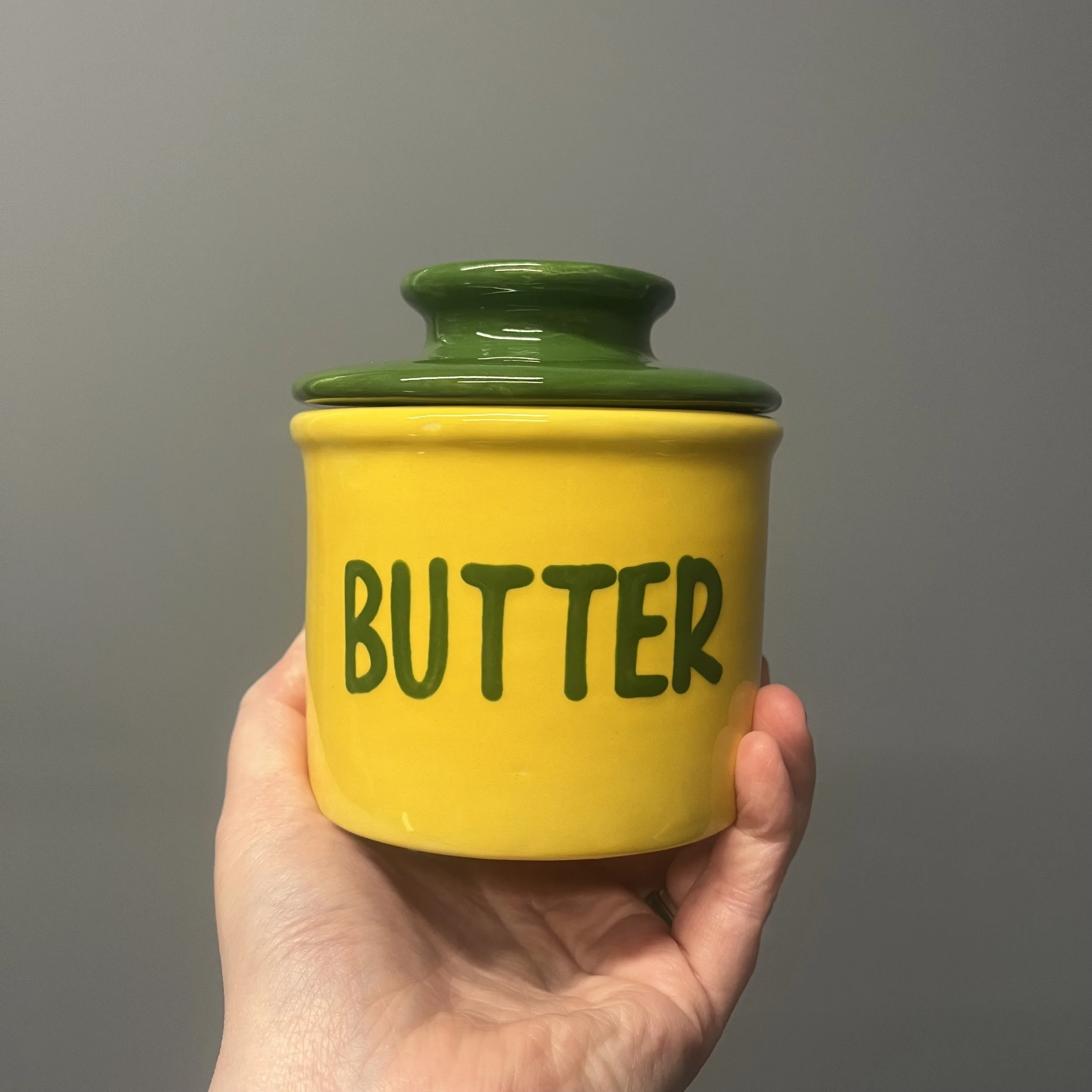 Butter Crock - Yellow & Green